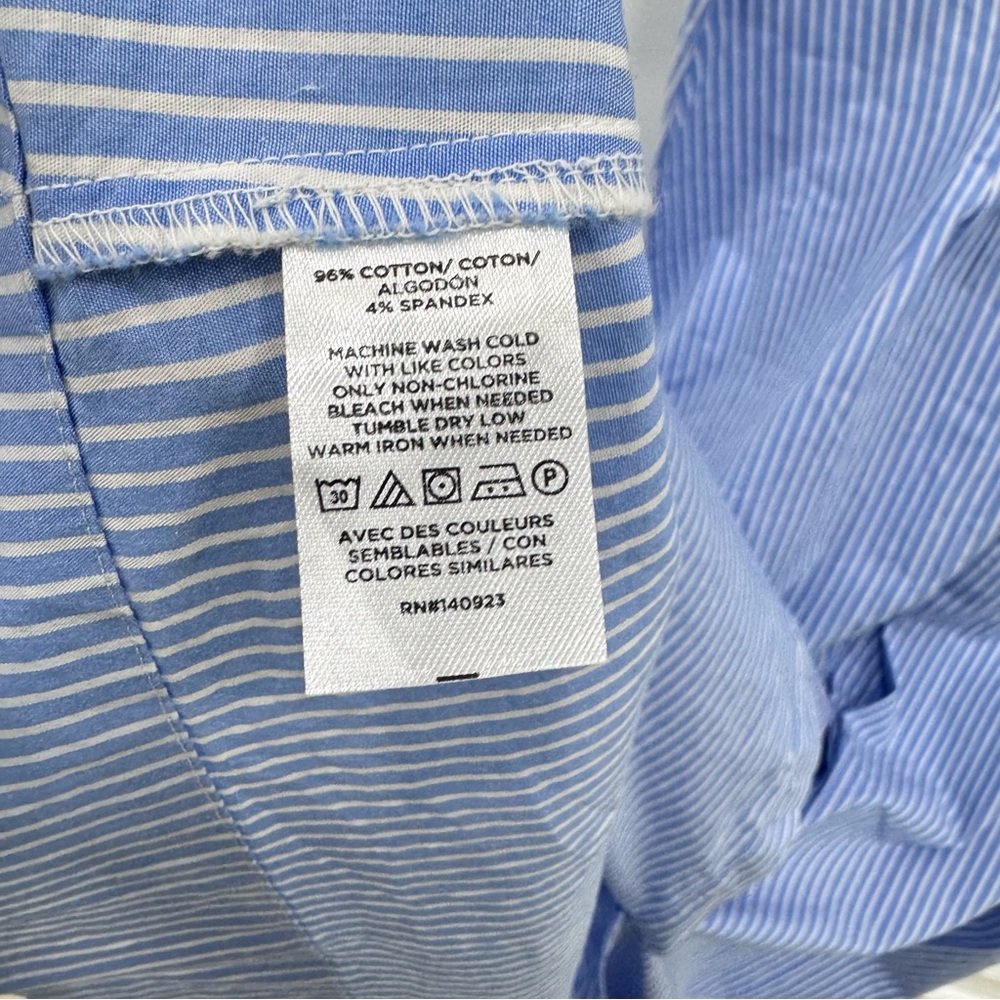 LOFT Striped Poplin Pleated Bodice Shirt Dress Blue White Stripe NWT Plus Sz 18 - Picture 8 of 9